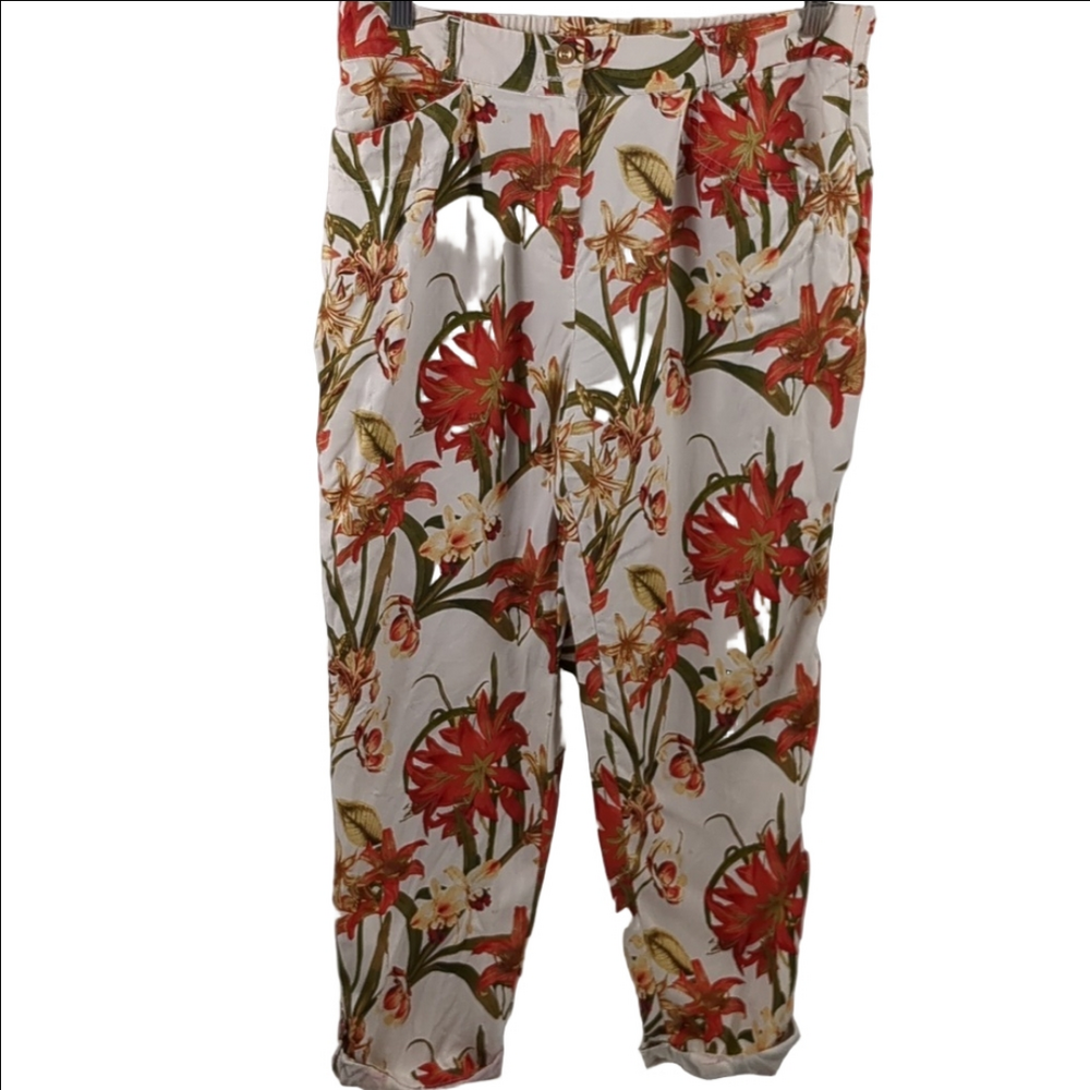 Chico's Floral Print Ankle Pants Size 1